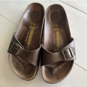 Birkenstock Madrid Birko Flor Dark Brown Sandals Women's Size 38